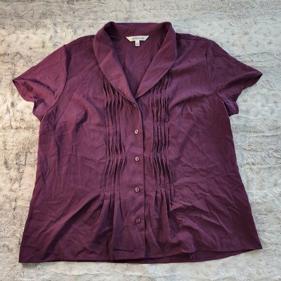 croft & barrow Tops - croft & barrow Plum Short-Sleeve Button Front Blouse